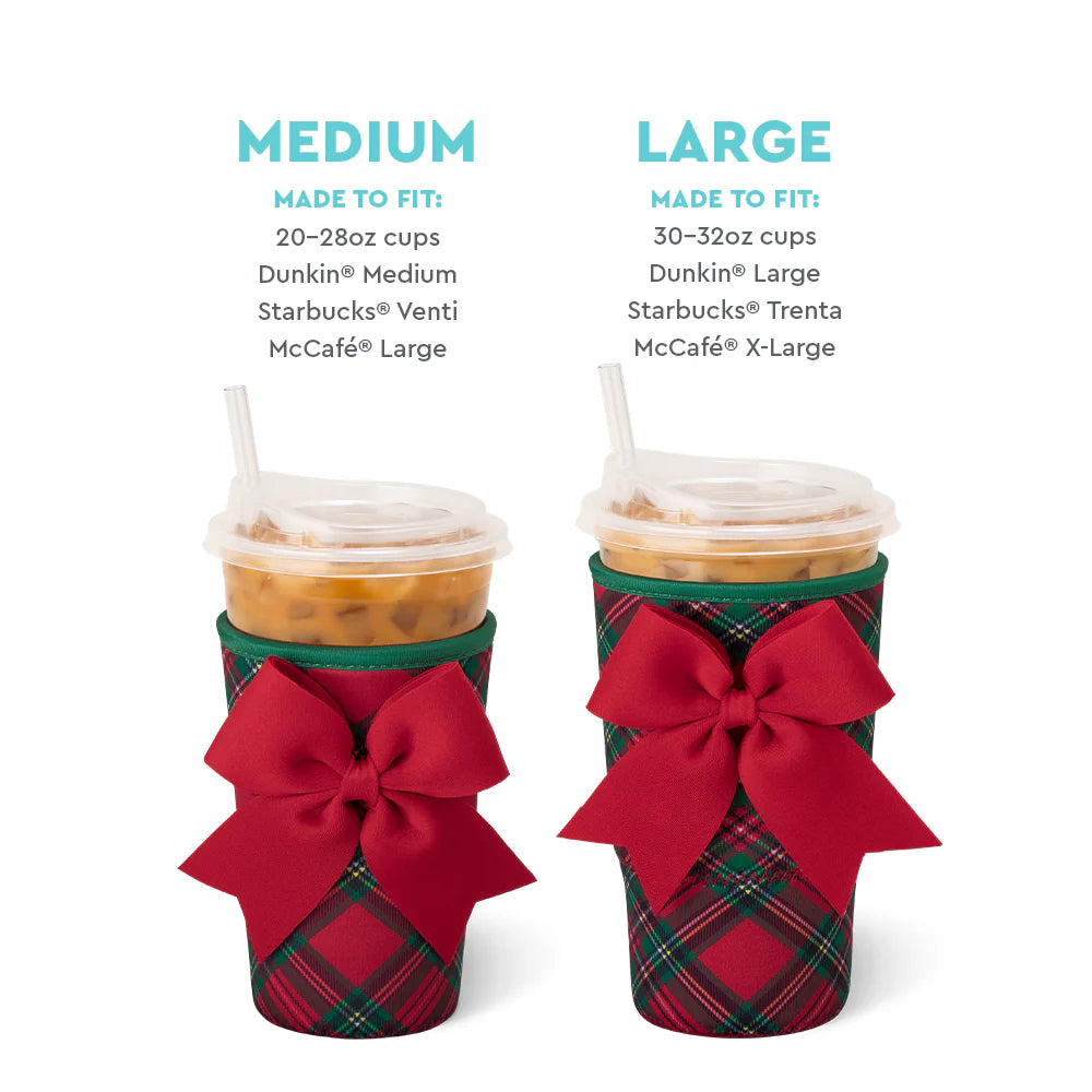Swig Christmas Plaid Medium Iced Cup Coolie