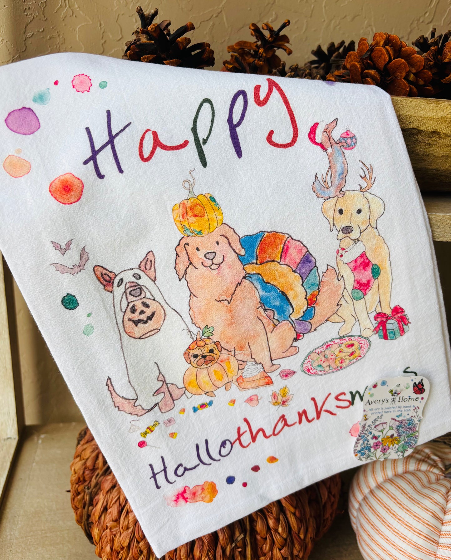Avery’s Home | Happy Hallothanksmas Tea Towel