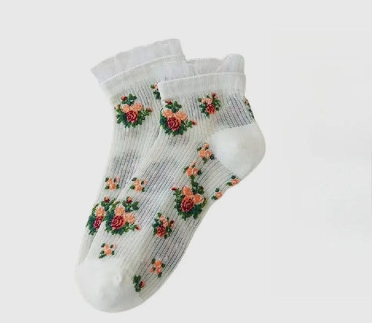 Floral Lace White Socks