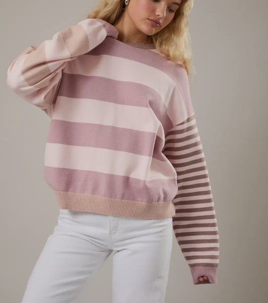 Pink Striped Sweater