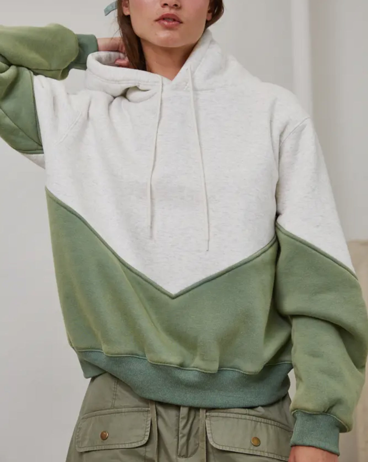 Green Color Block Hoodie