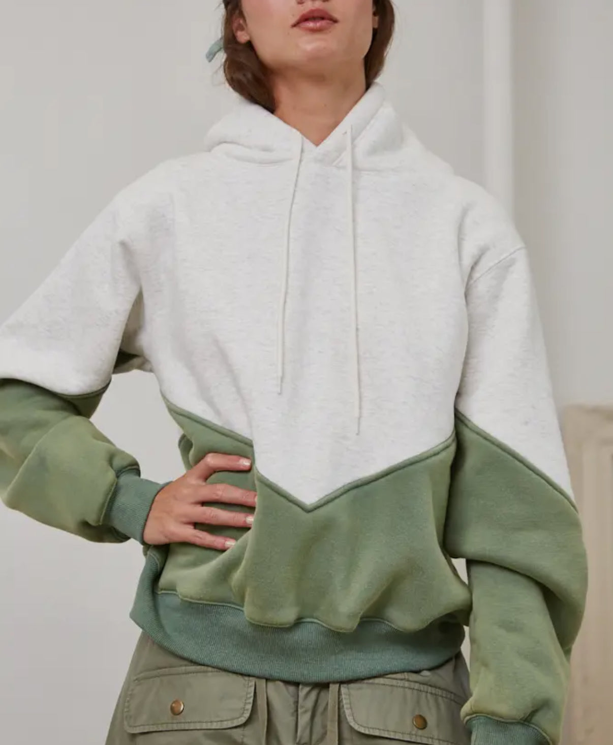 Green Color Block Hoodie