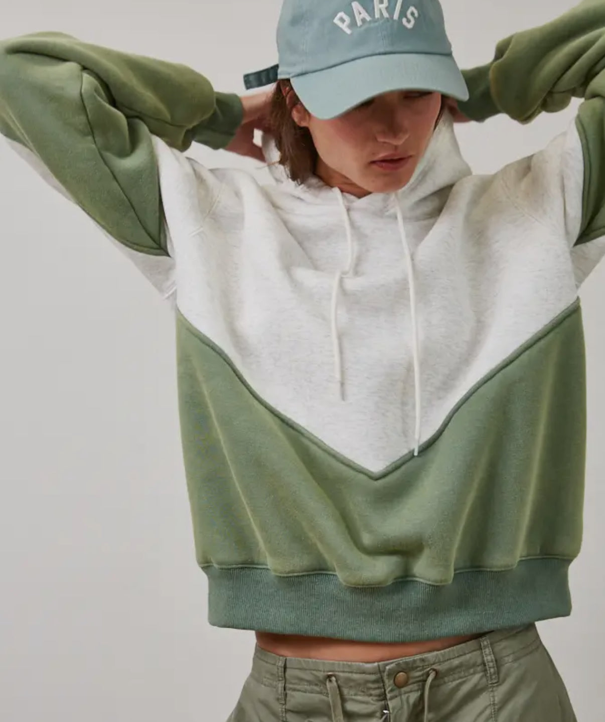 Green Color Block Hoodie