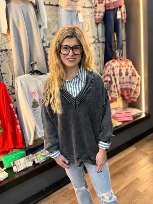 Blue Stripe Collared Button Down