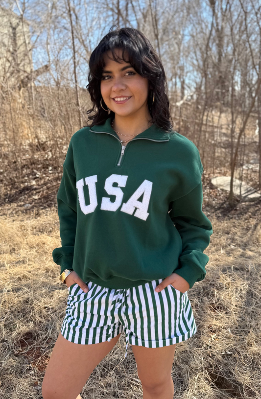 Green USA Quarter Zip