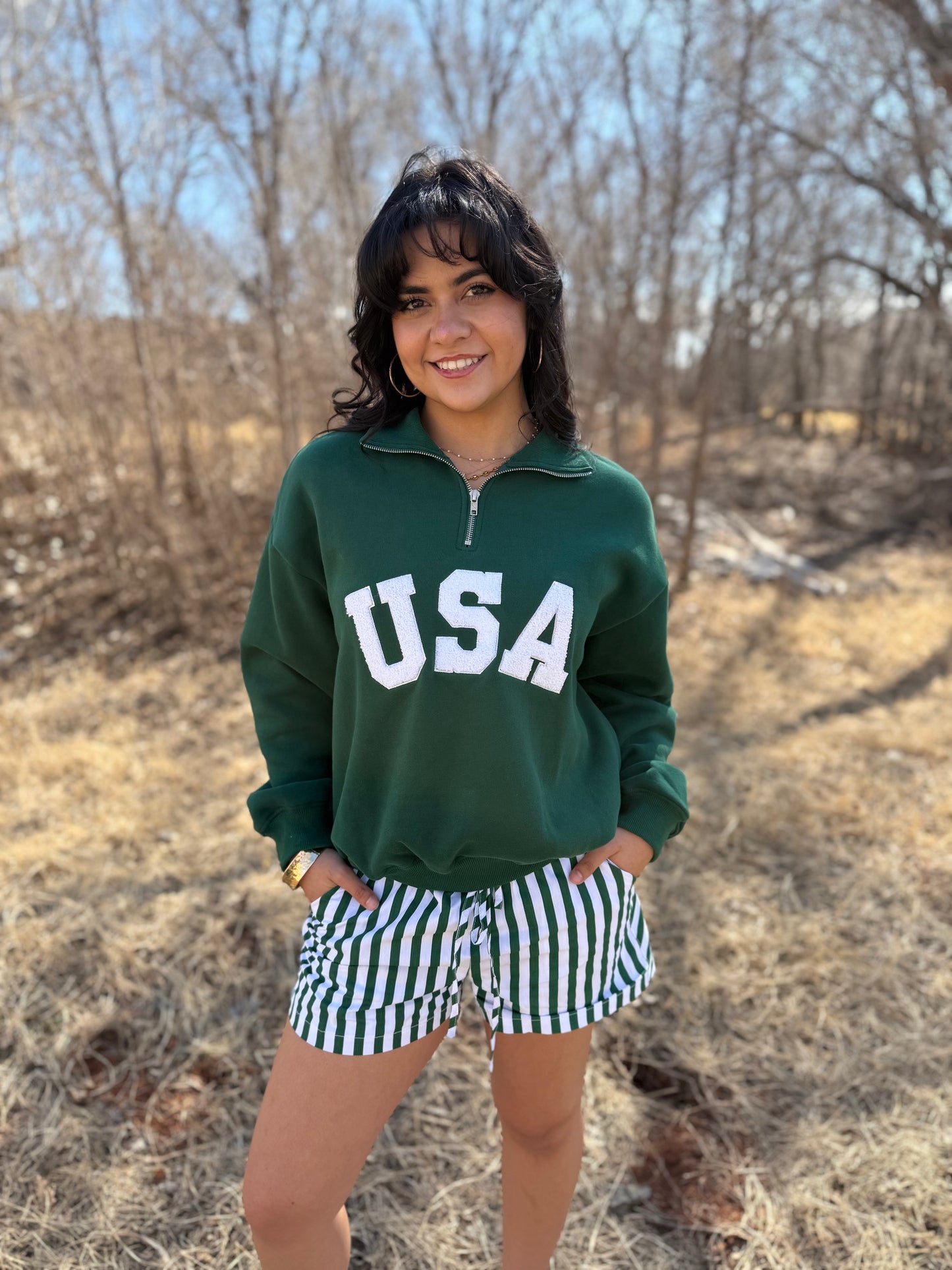 Green Striped Drawstring Boxers