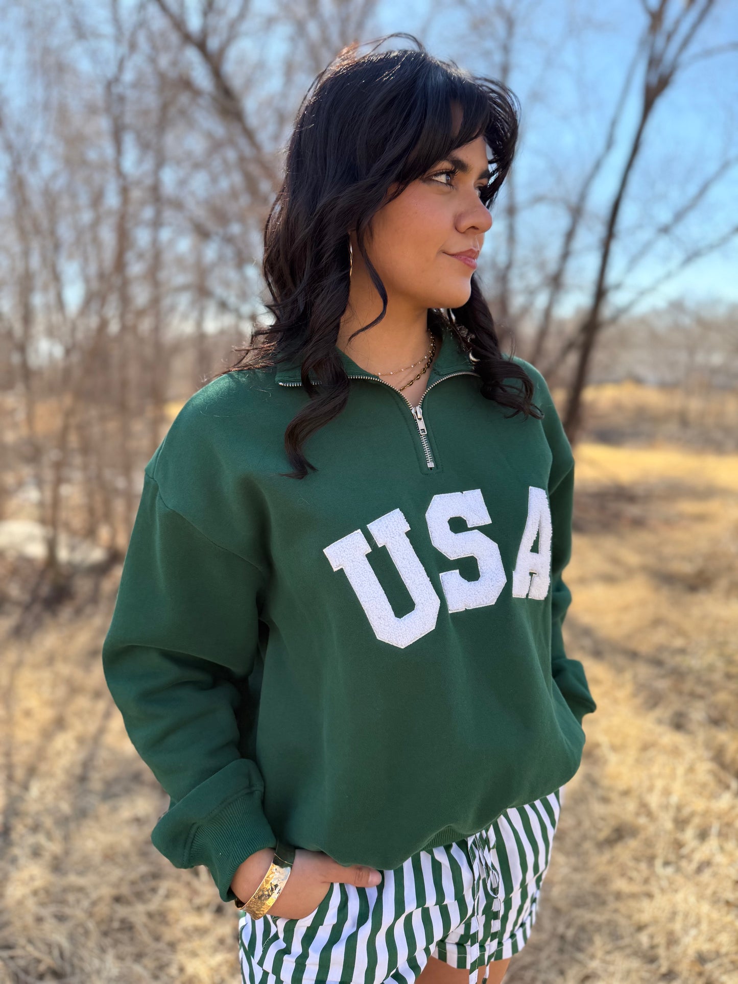 Green Striped Drawstring Boxers