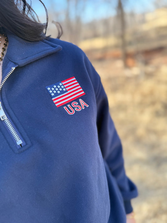 Navy USA Quarter Zip