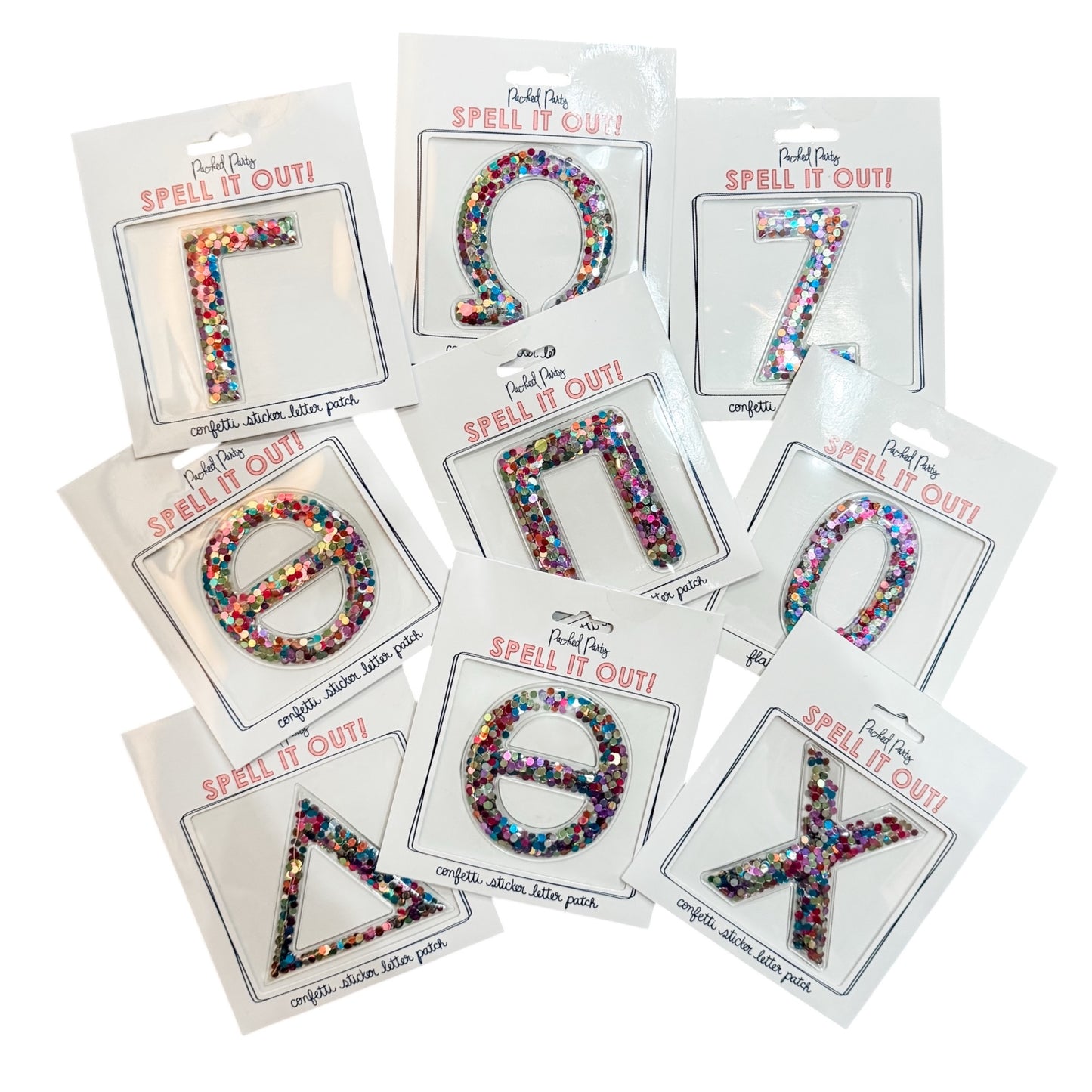 Greek Confetti Sticker Letter Patches