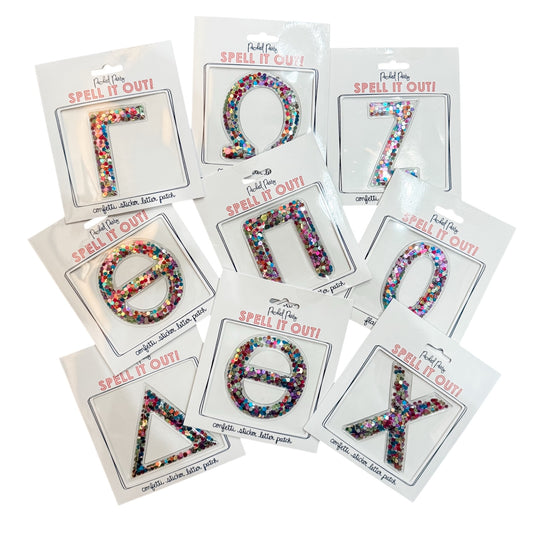 Greek Confetti Sticker Letter Patches