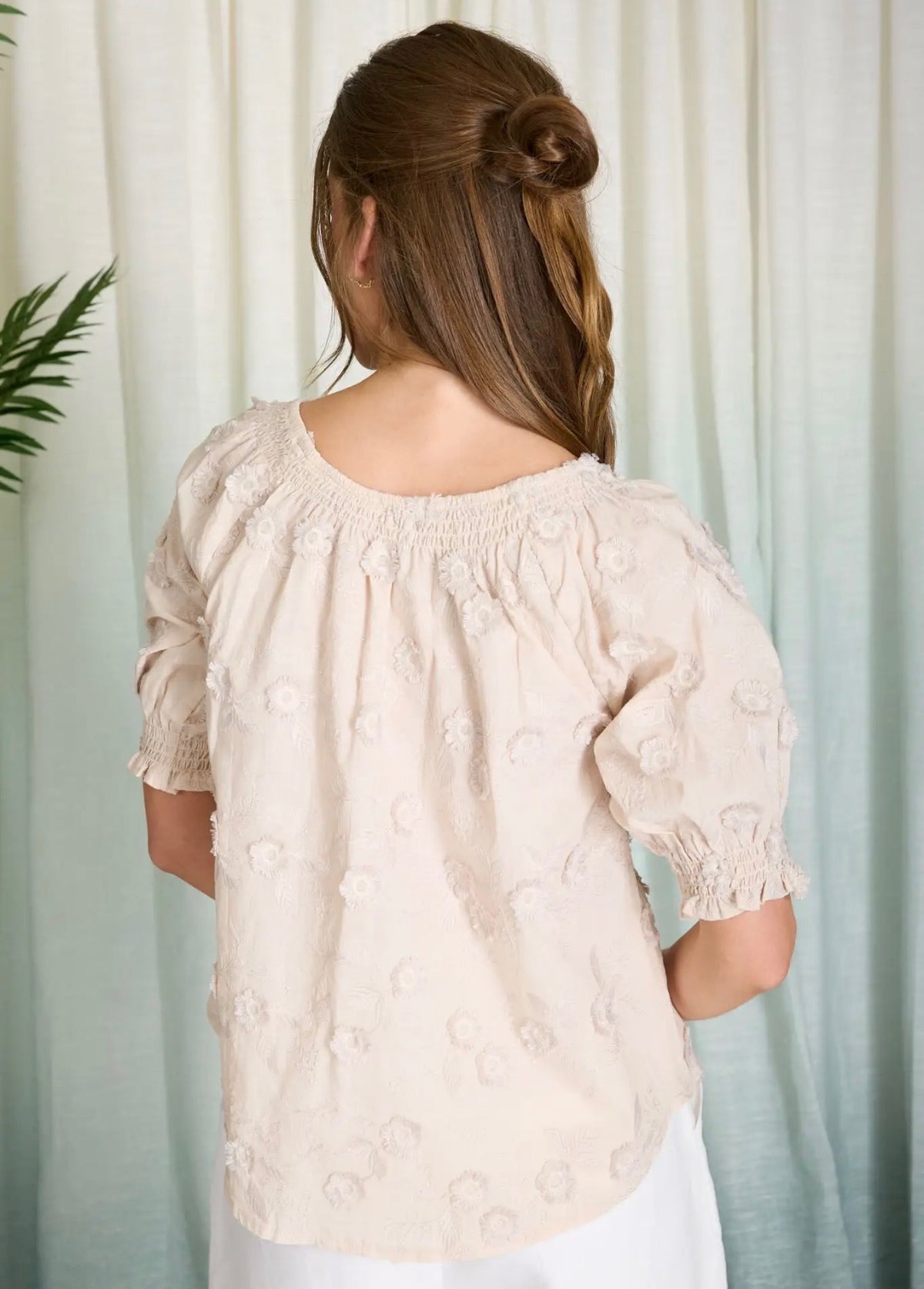 Khaki Embroidered Blouse