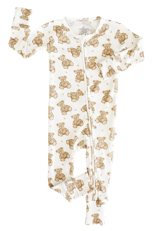 Convertible Bamboo Zip Romper |Beary Sweet| 3-6 Months