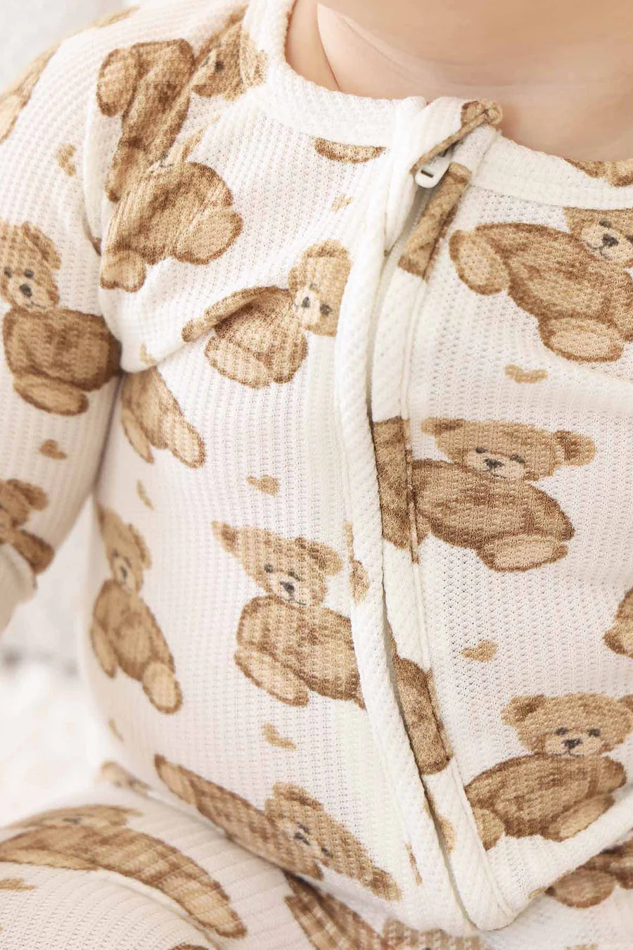 Convertible Bamboo Zip Romper |Beary Sweet| 3-6 Months