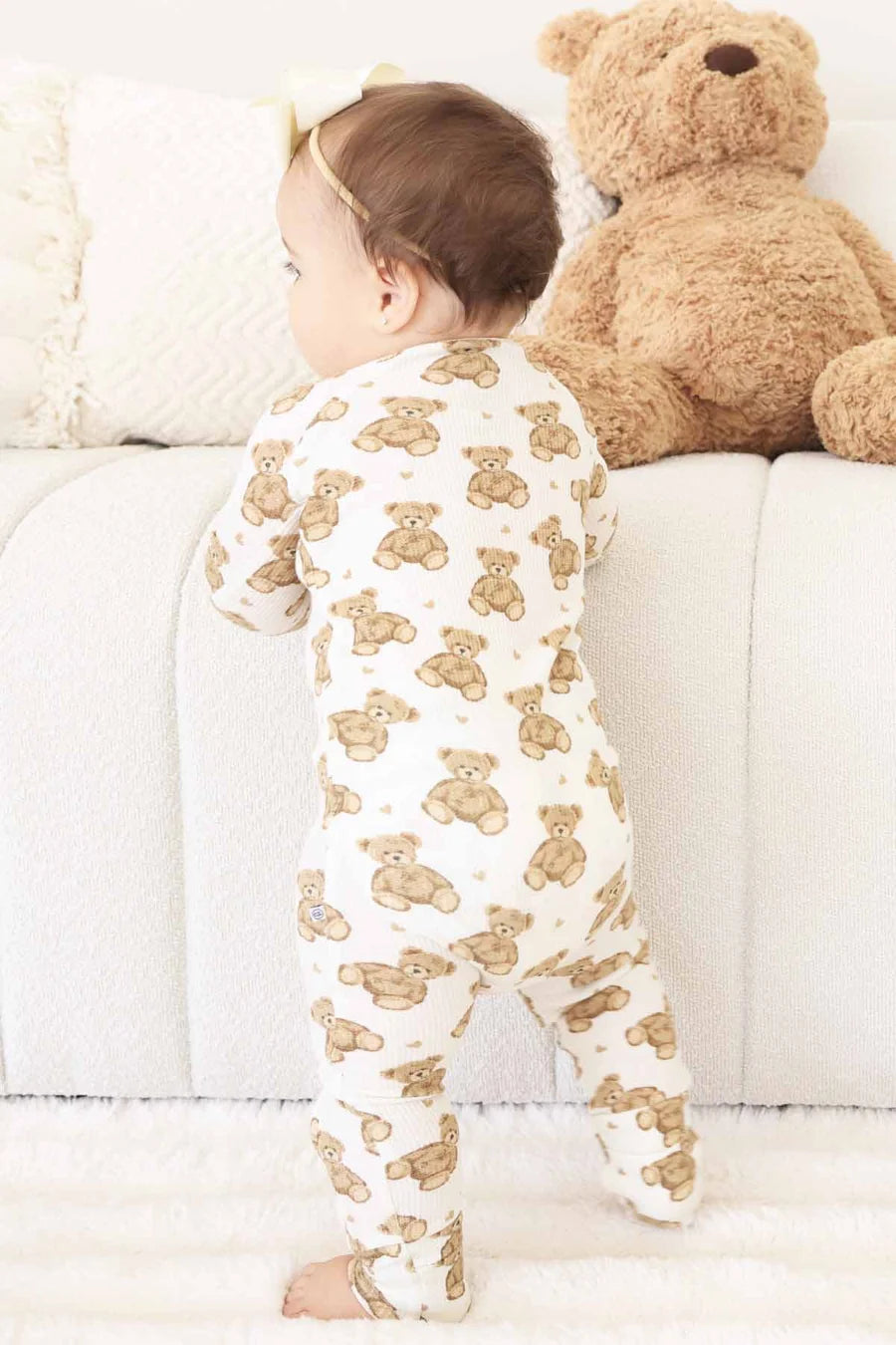 Convertible Bamboo Zip Romper |Beary Sweet| 3-6 Months
