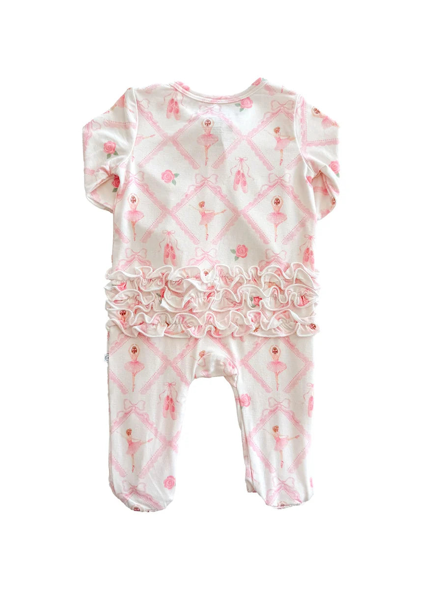 Caden Lane | Ruffle Zipper Bamboo Footie | Darling Ballerina | 3-6 Months