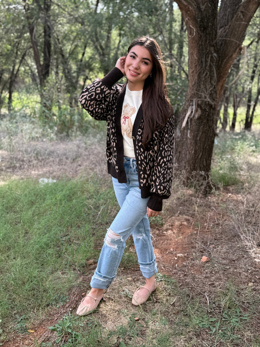 Rich Brown Cheetah Cardigan