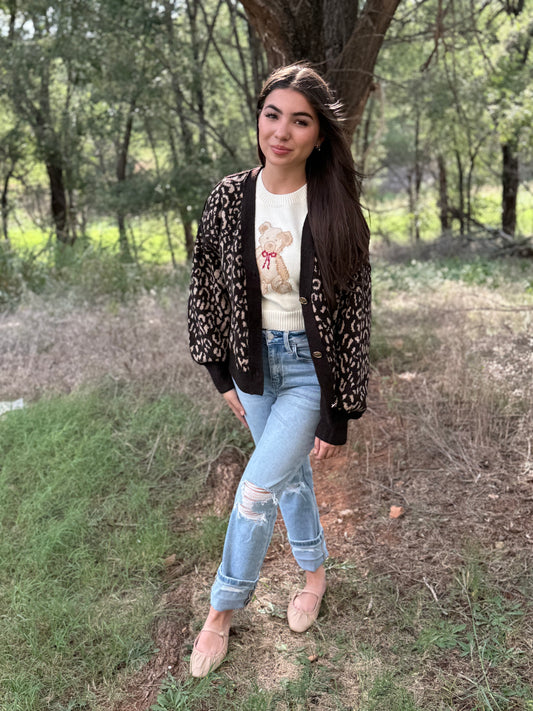 Rich Brown Cheetah Cardigan