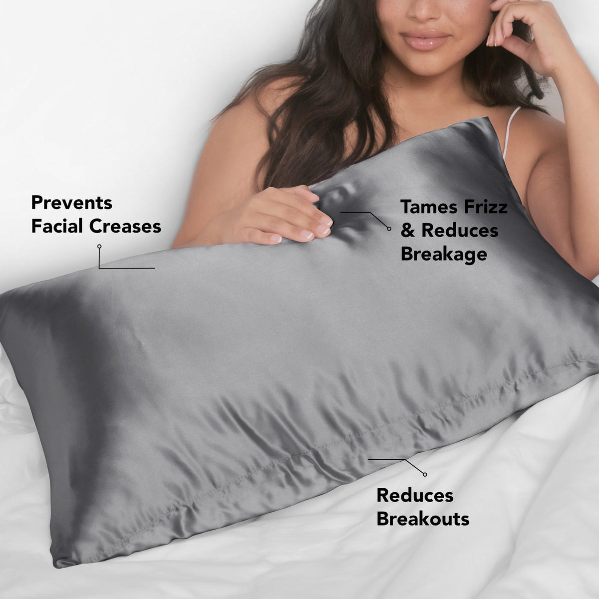 Kitsch King Satin Pillowcase | Charcoal