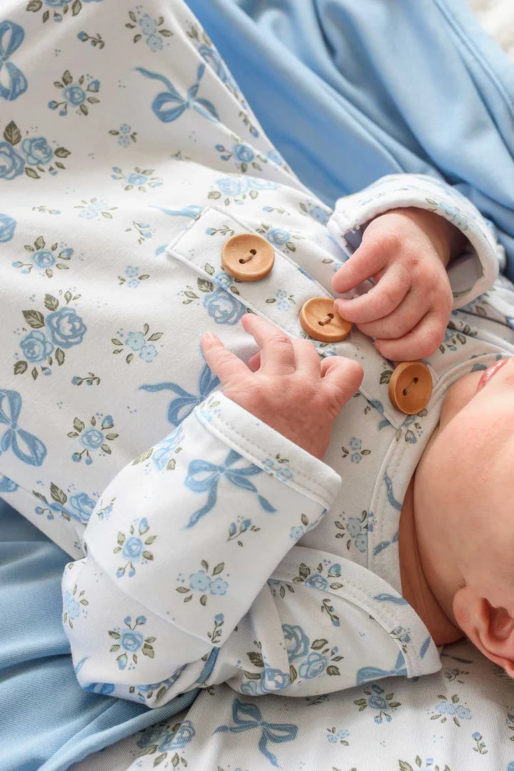 Caden Lane | Tied In Blooms Baby Knot Gown & Hat Set