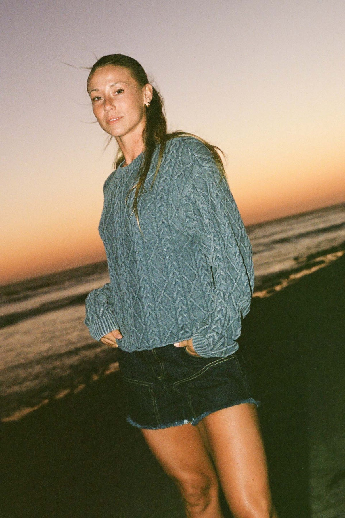 O'Neill O'Riginals Misha Cable Knit Long Sleeve Sweater | Nightshadow Blue