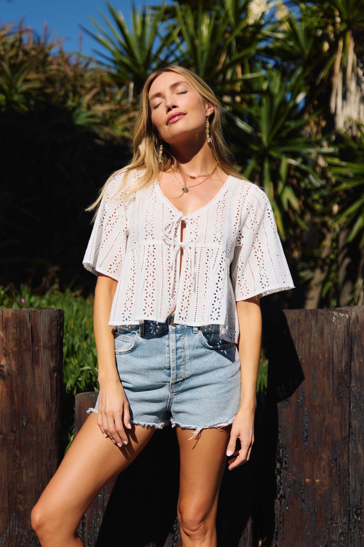 O’Neill Loni Eyelet Top | White