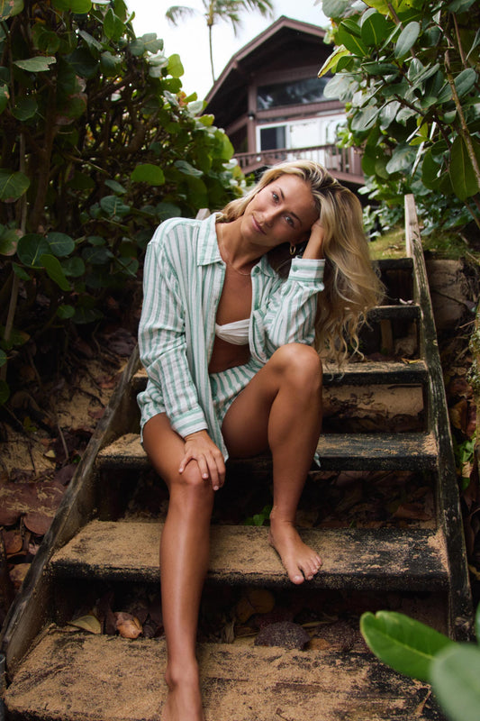 O’Neill Leni Stripe Relaxed Long Sleeve Top | Green