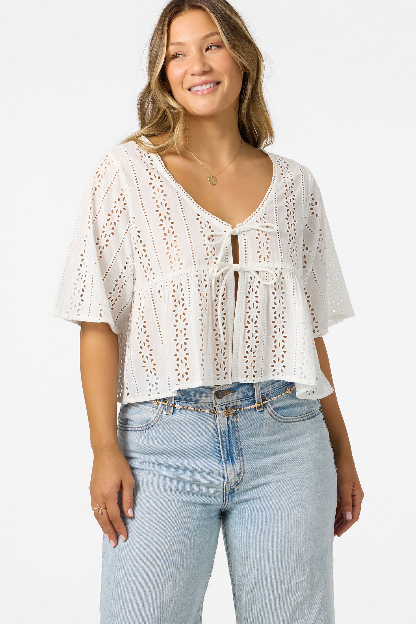 O’Neill Loni Eyelet Top | White