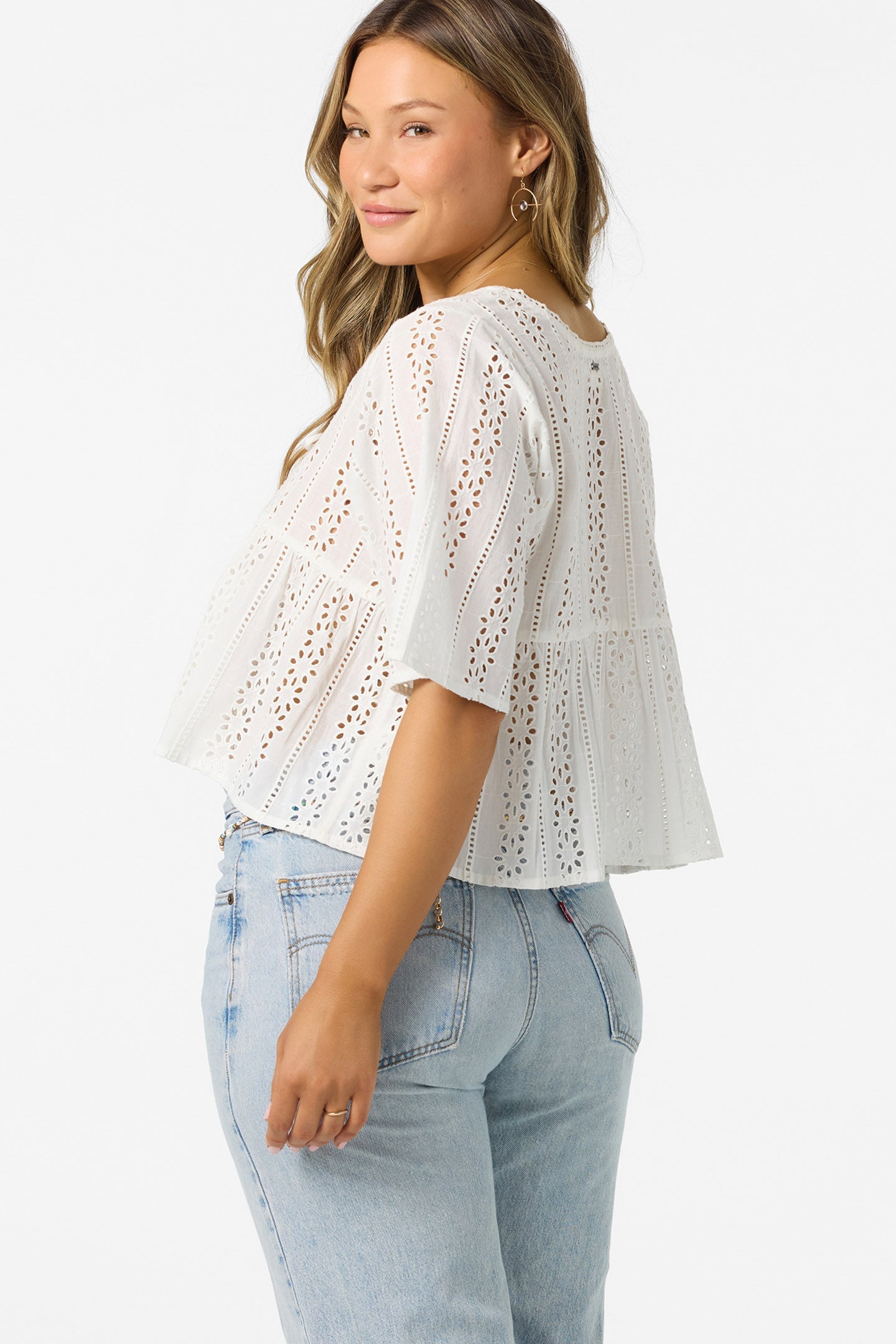 O’Neill Loni Eyelet Top | White