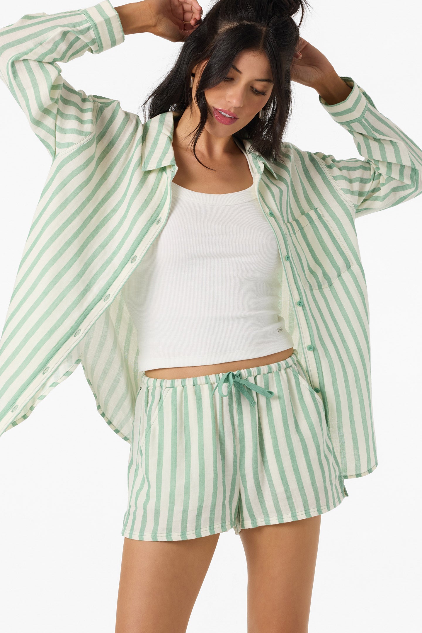O’Neill Brenda Stripe Beach Shorts | Green