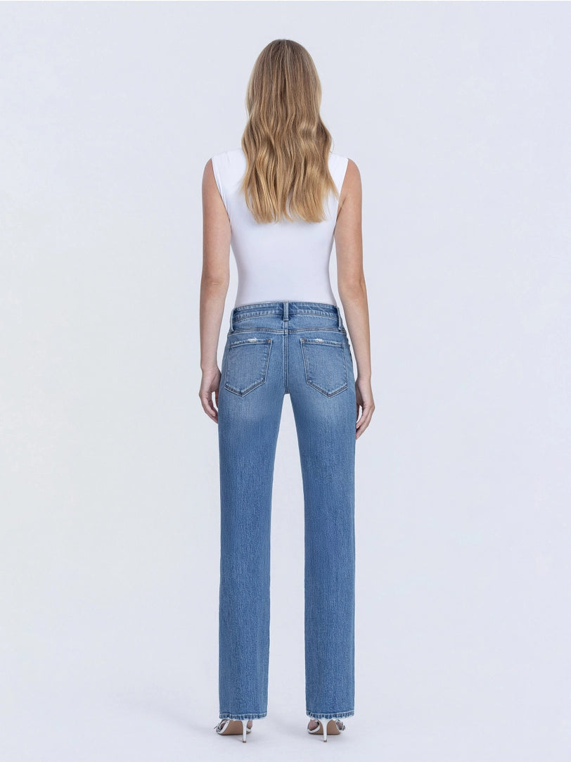 Vervet Mid Rise Full Length Medium Wash Straight Jeans | Innovative
