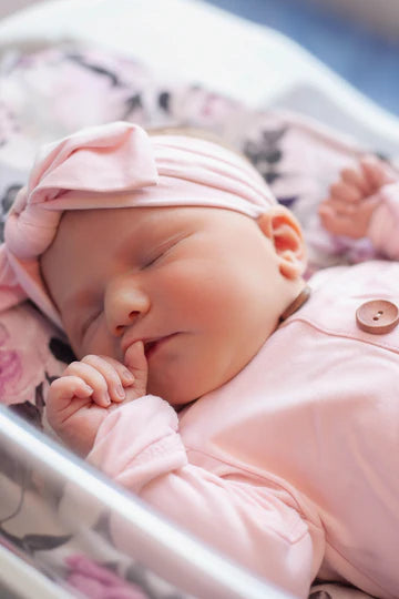 Caden Lane | Solid Blush Bamboo Baby Knot Gown & Hat