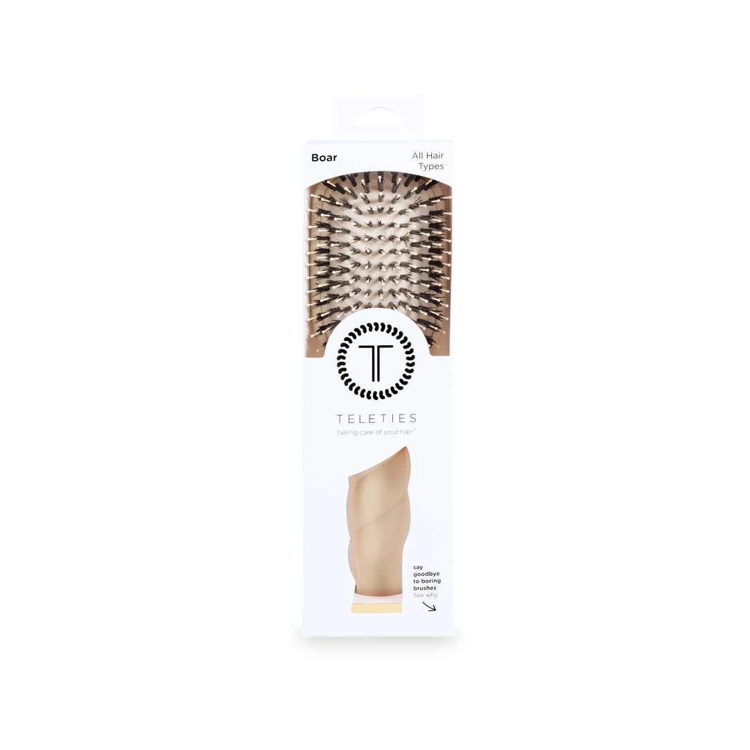 Teleties Boar Bristle Hair Brush | Tan