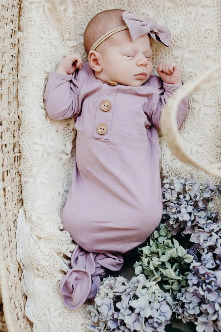 Caden Lane | Dusty Purple Bamboo Knotted Gown & Hat