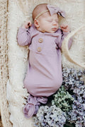Caden Lane | Dusty Purple Bamboo Knotted Gown & Hat