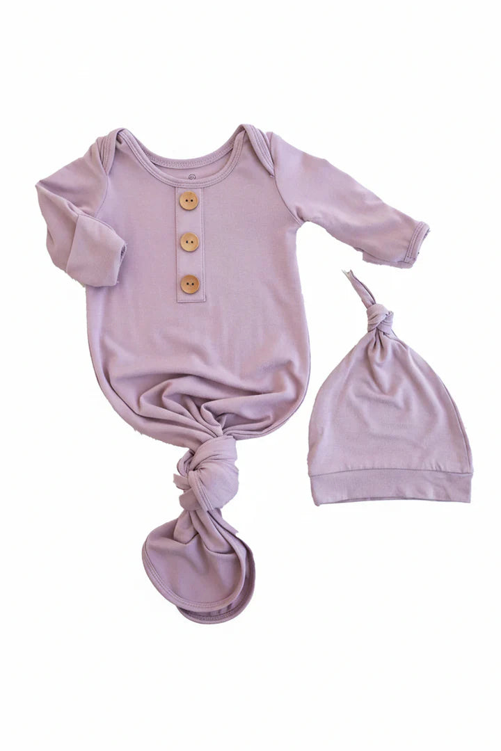 Caden Lane | Dusty Purple Bamboo Knotted Gown & Hat