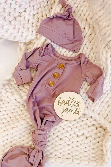Caden Lane | Dusty Purple Bamboo Knotted Gown & Hat