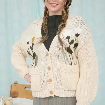 Embroidered Floral Knit Cardigan
