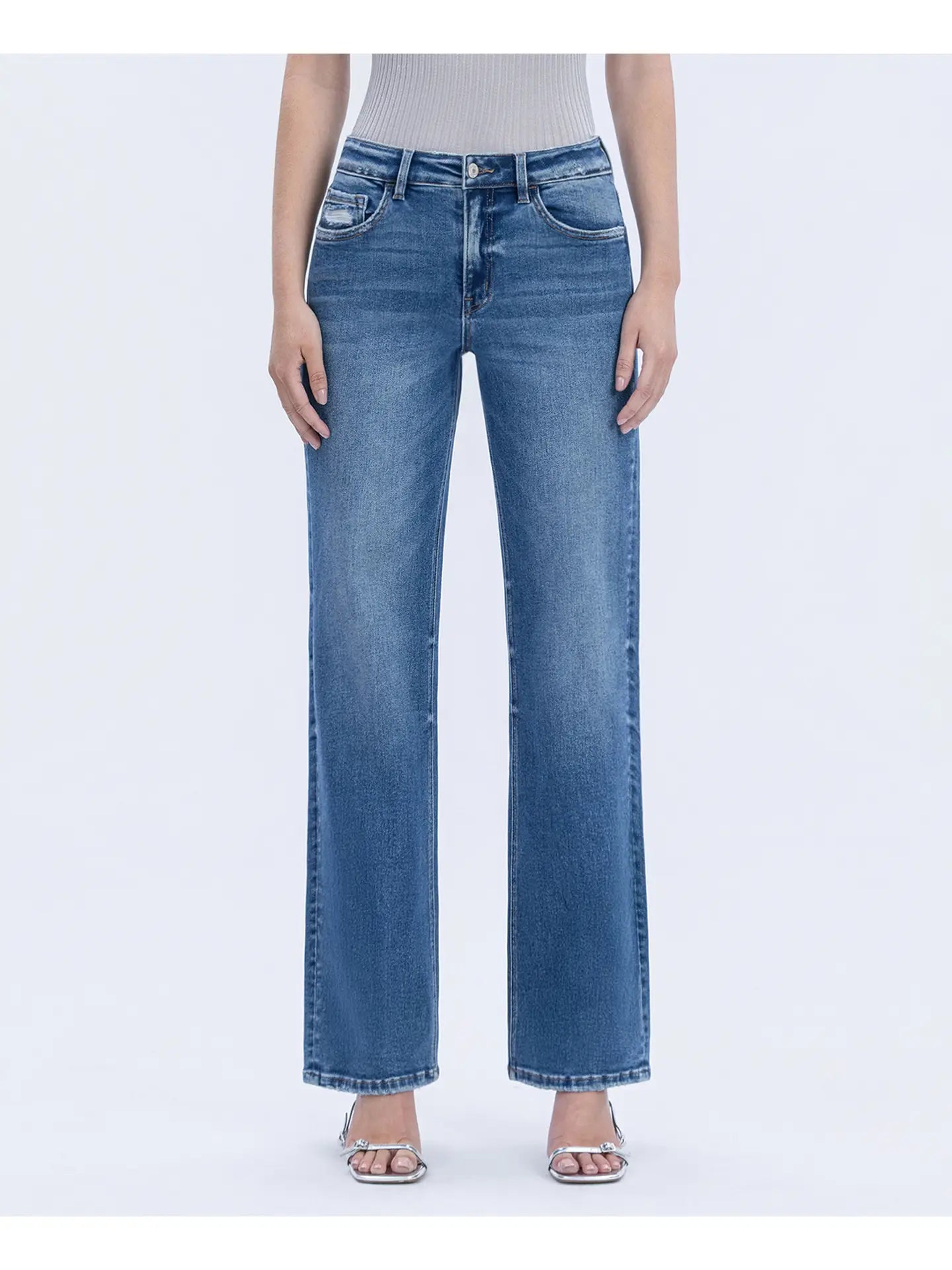 Vervet High Rise Full Length Slim Wide Jeans | Dreamland