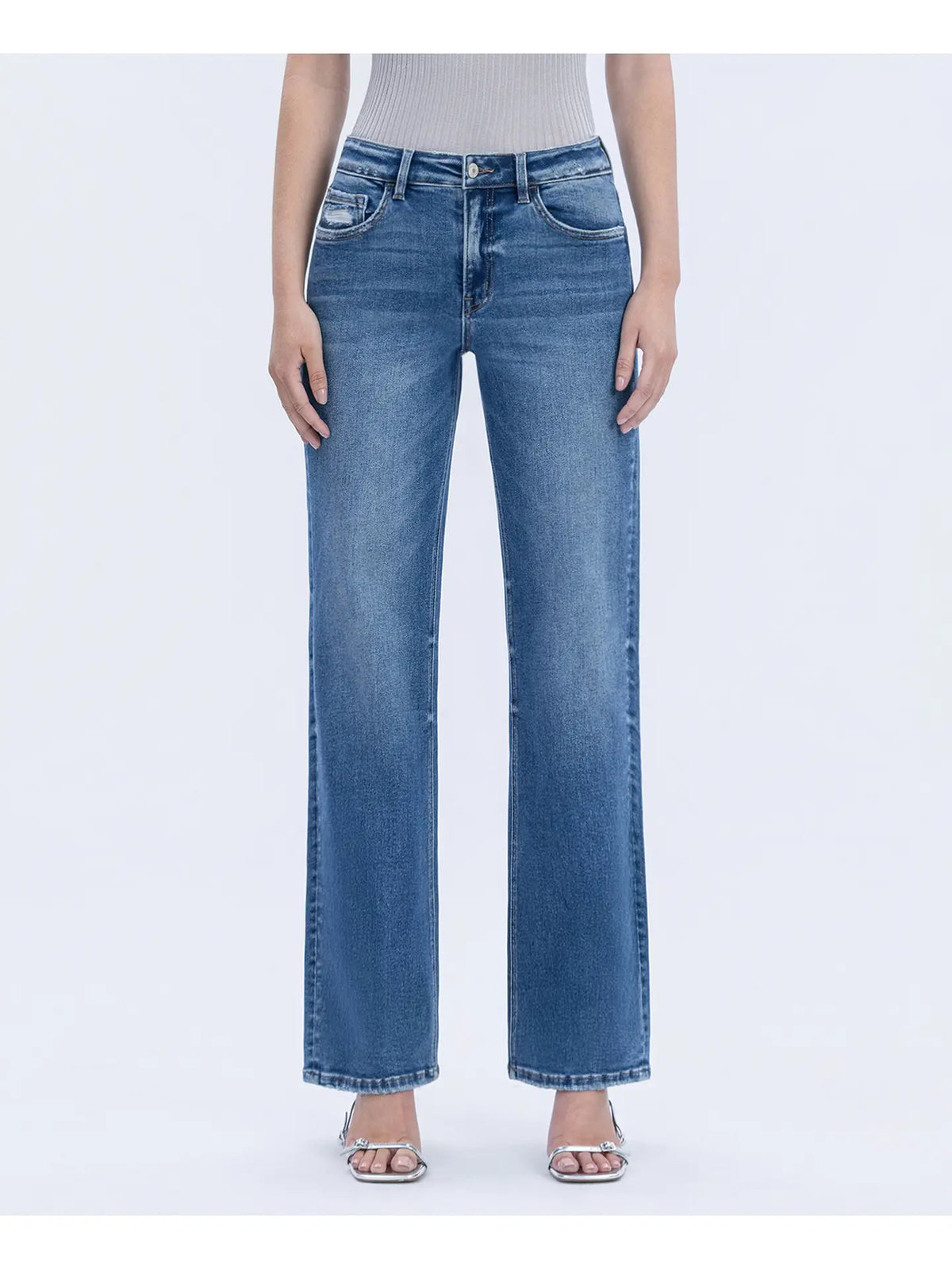 Vervet High Rise Full Length Slim Wide Jeans | Dreamland
