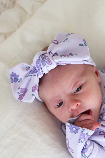 Caden Lane | Knit Large Bow Headwrap | Ribbon & Roses, Purple
