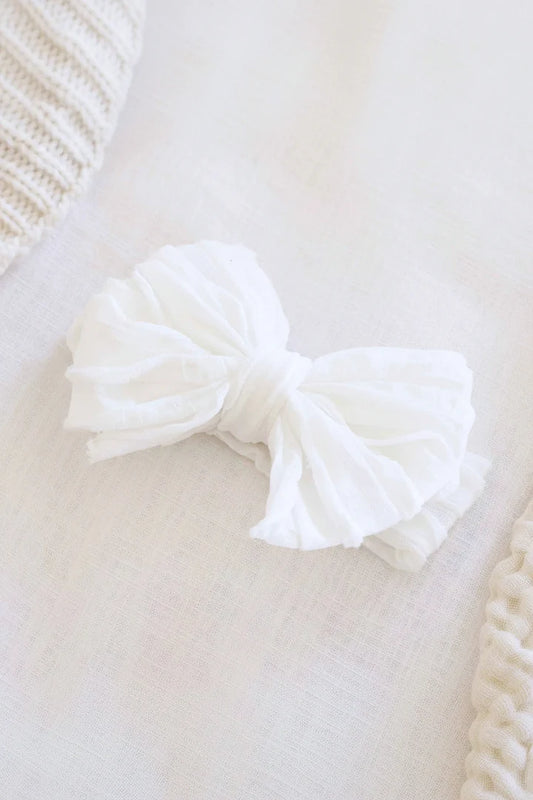Large Ruffle Knit Bow | Snow