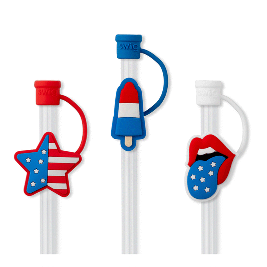 Swig All American Patriotic Straw Topper Set