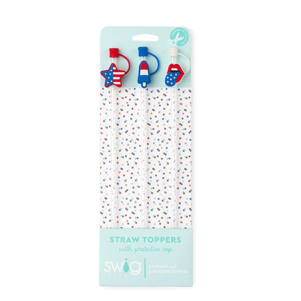 Swig All American Patriotic Straw Topper Set